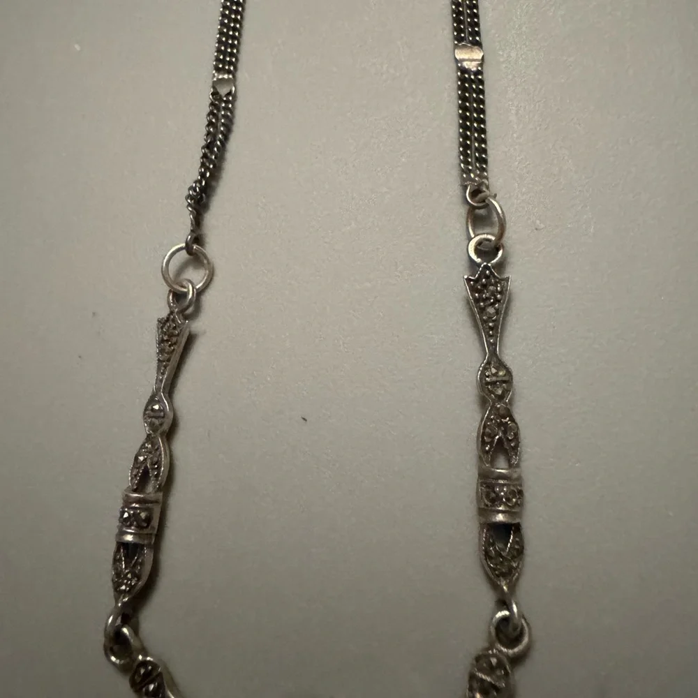 Elegant sterling silver and amethyst necklace. Rare and antique - Picture 2 of 10